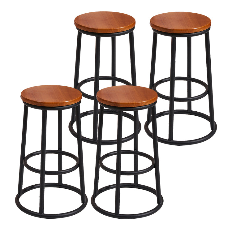 Moderner Holz-Barhocker mit Metallfußstütze, runder Barhocker