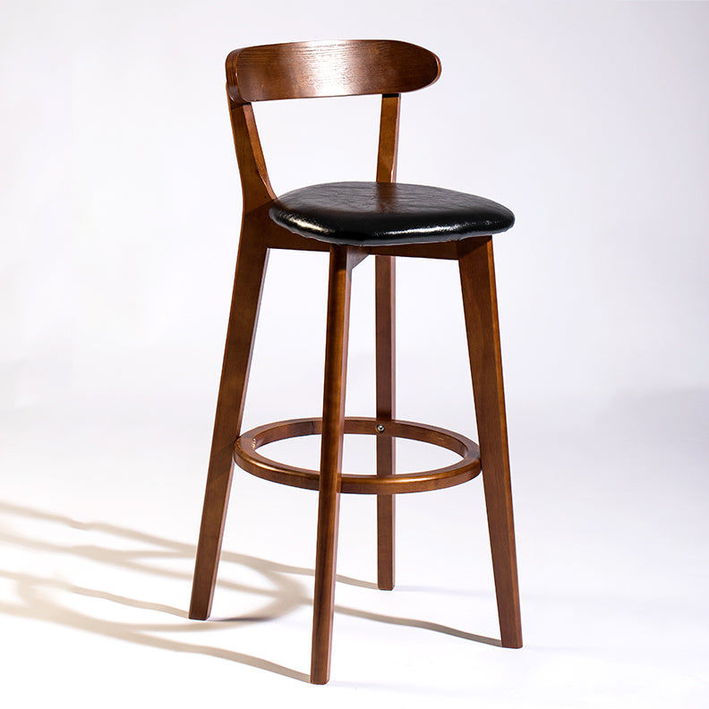 Modern Armless Backrest Counter Stool Wood Bar Stool with Cushion and Pedal
