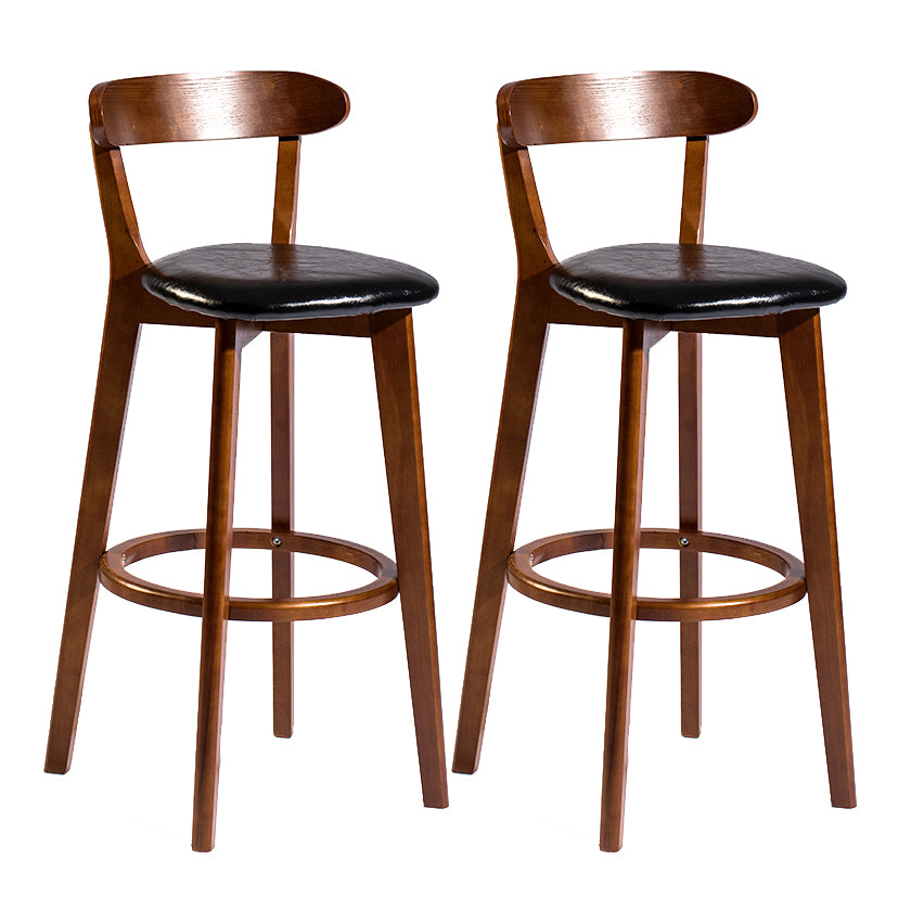 Modern Armless Backrest Counter Stool Wood Bar Stool with Cushion and Pedal