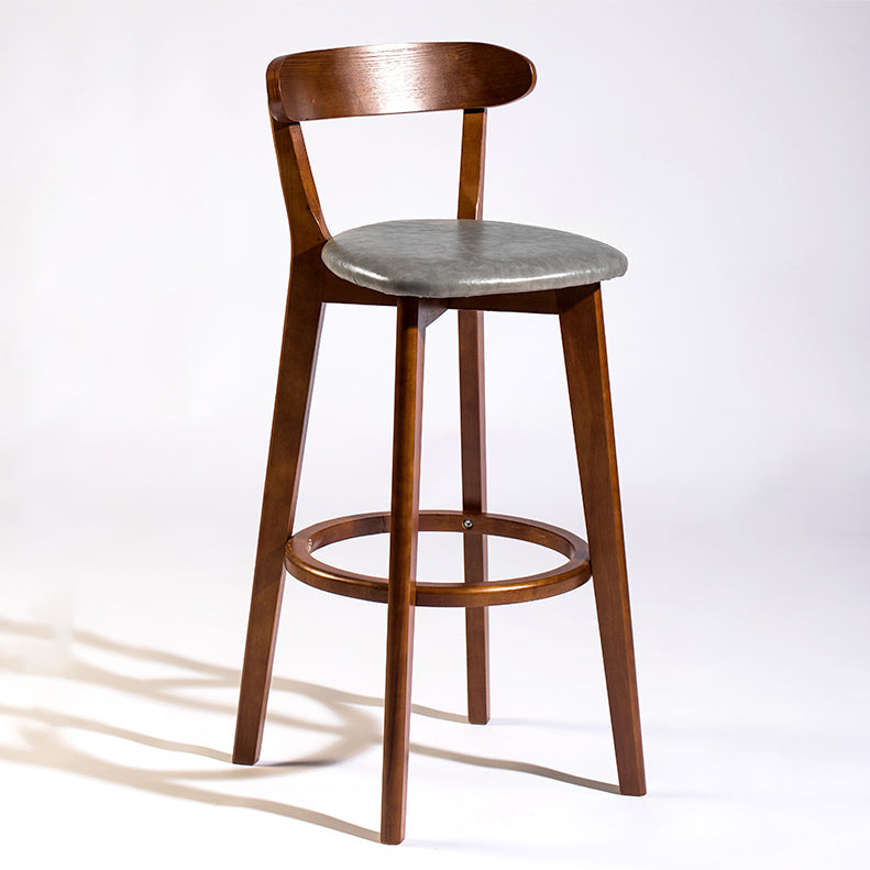 Modern Armless Backrest Counter Stool Wood Bar Stool with Cushion and Pedal