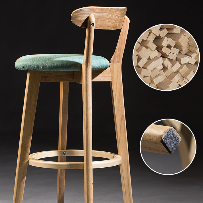 Modern Armless Backrest Counter Stool Wood Bar Stool with Cushion and Pedal