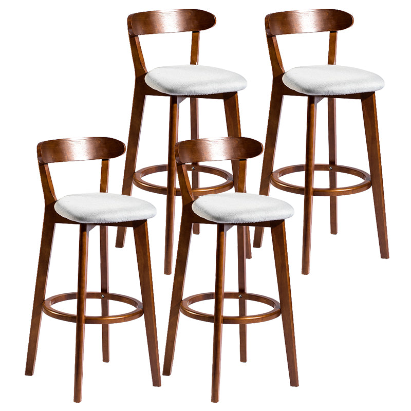 Modern Armless Backrest Counter Stool Wood Bar Stool with Cushion and Pedal