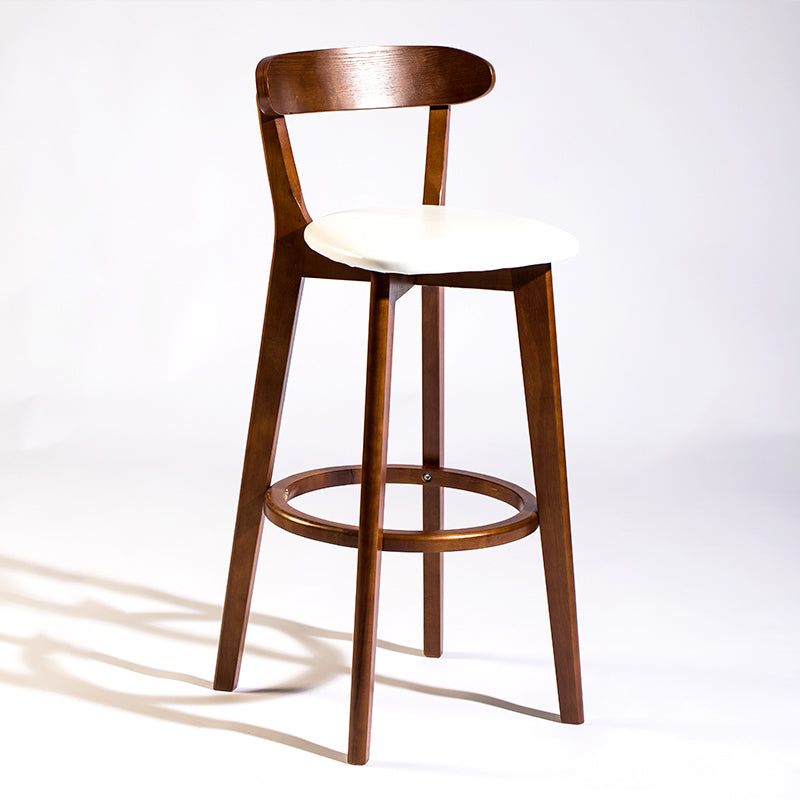 Modern Armless Backrest Counter Stool Wood Bar Stool with Cushion and Pedal