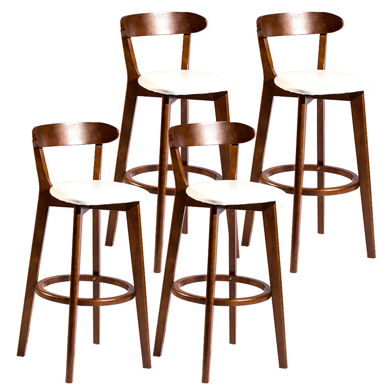 Modern Armless Backrest Counter Stool Wood Bar Stool with Cushion and Pedal