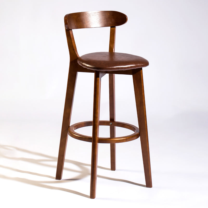 Modern Armless Backrest Counter Stool Wood Bar Stool with Cushion and Pedal