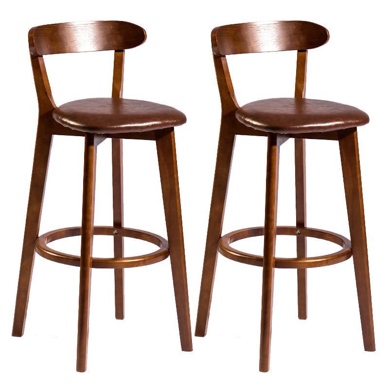 Modern Armless Backrest Counter Stool Wood Bar Stool with Cushion and Pedal
