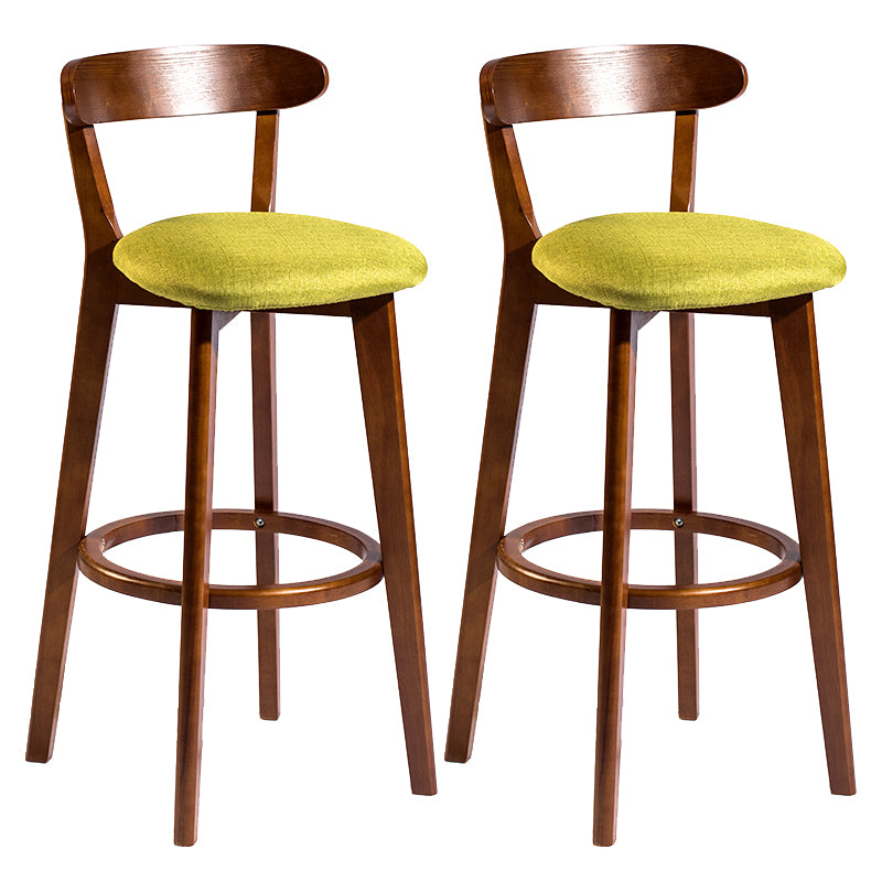 Modern Armless Backrest Counter Stool Wood Bar Stool with Cushion and Pedal