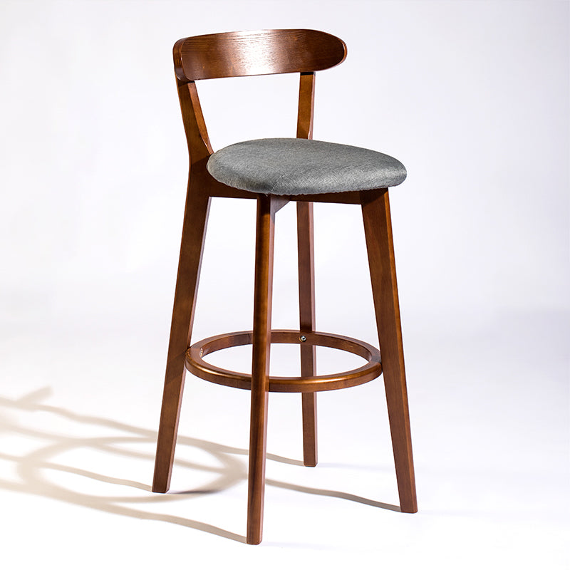 Modern Armless Backrest Counter Stool Wood Bar Stool with Cushion and Pedal