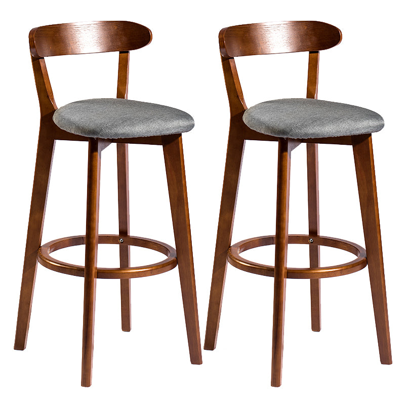 Modern Armless Backrest Counter Stool Wood Bar Stool with Cushion and Pedal