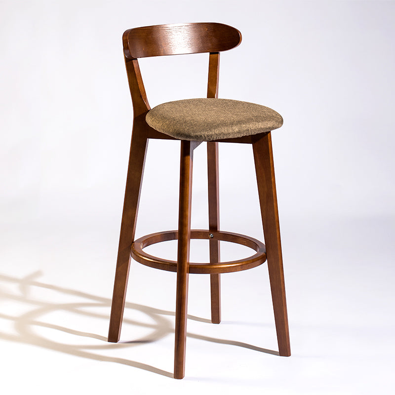 Modern Armless Backrest Counter Stool Wood Bar Stool with Cushion and Pedal