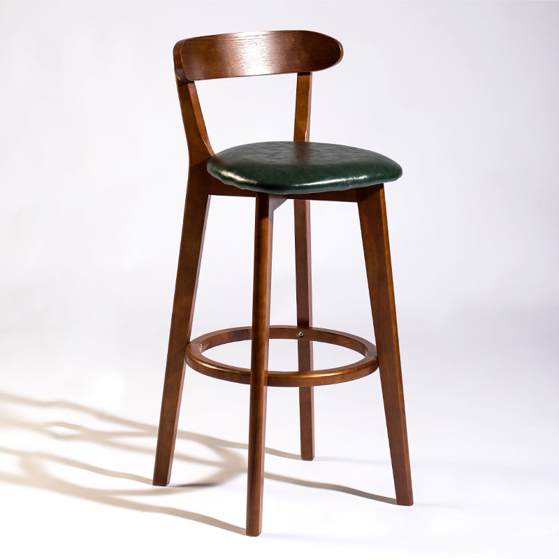 Modern Armless Backrest Counter Stool Wood Bar Stool with Cushion and Pedal