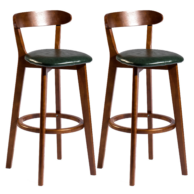 Modern Armless Backrest Counter Stool Wood Bar Stool with Cushion and Pedal