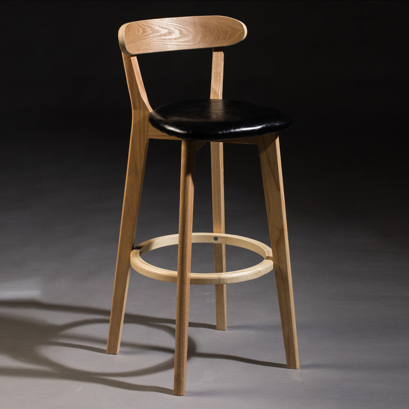 Modern Armless Backrest Counter Stool Wood Bar Stool with Cushion and Pedal
