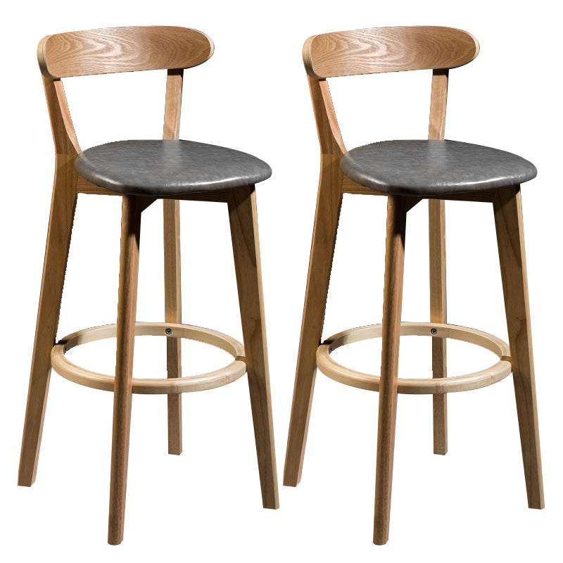 Modern Armless Backrest Counter Stool Wood Bar Stool with Cushion and Pedal