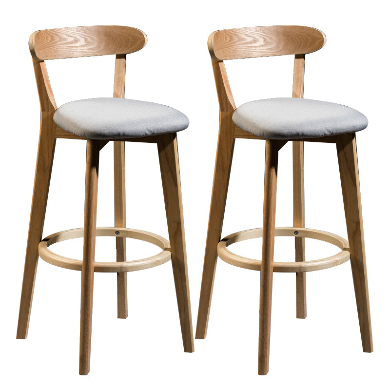 Modern Armless Backrest Counter Stool Wood Bar Stool with Cushion and Pedal