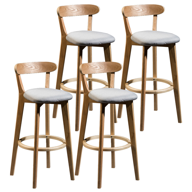 Modern Armless Backrest Counter Stool Wood Bar Stool with Cushion and Pedal