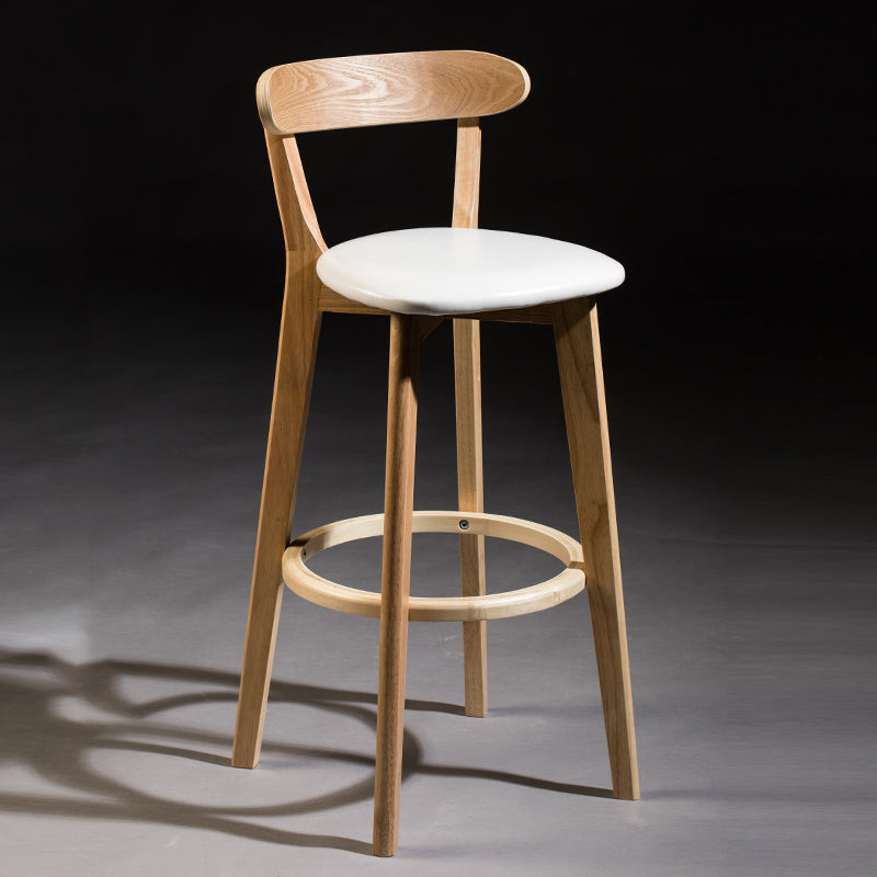 Modern Armless Backrest Counter Stool Wood Bar Stool with Cushion and Pedal