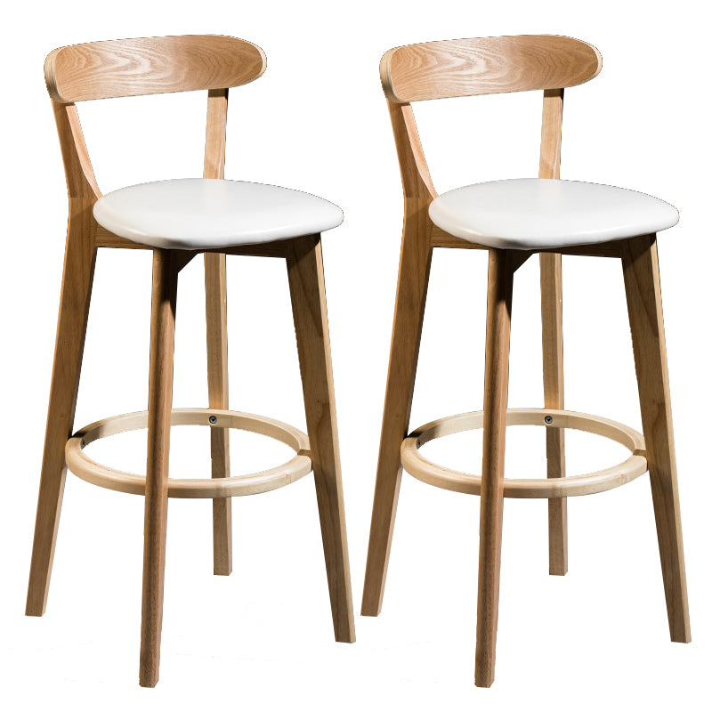 Modern Armless Backrest Counter Stool Wood Bar Stool with Cushion and Pedal
