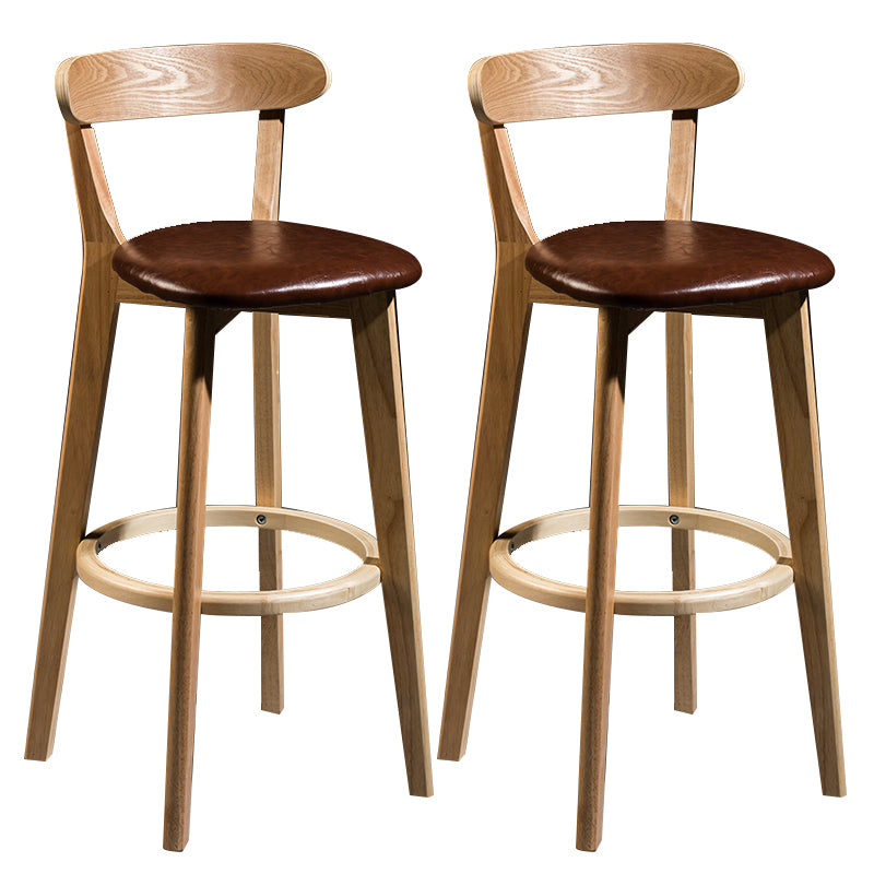 Modern Armless Backrest Counter Stool Wood Bar Stool with Cushion and Pedal