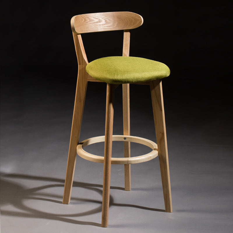Modern Armless Backrest Counter Stool Wood Bar Stool with Cushion and Pedal