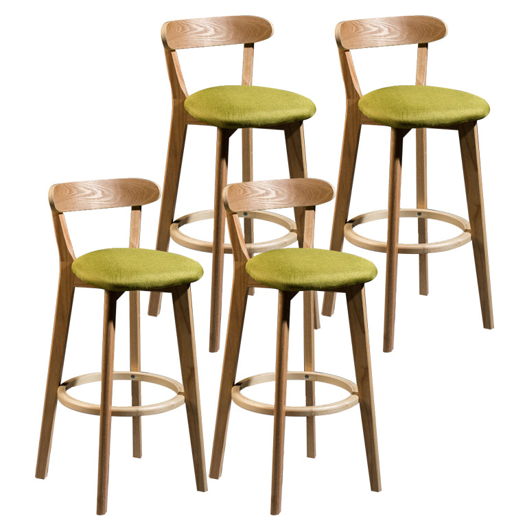 Modern Armless Backrest Counter Stool Wood Bar Stool with Cushion and Pedal