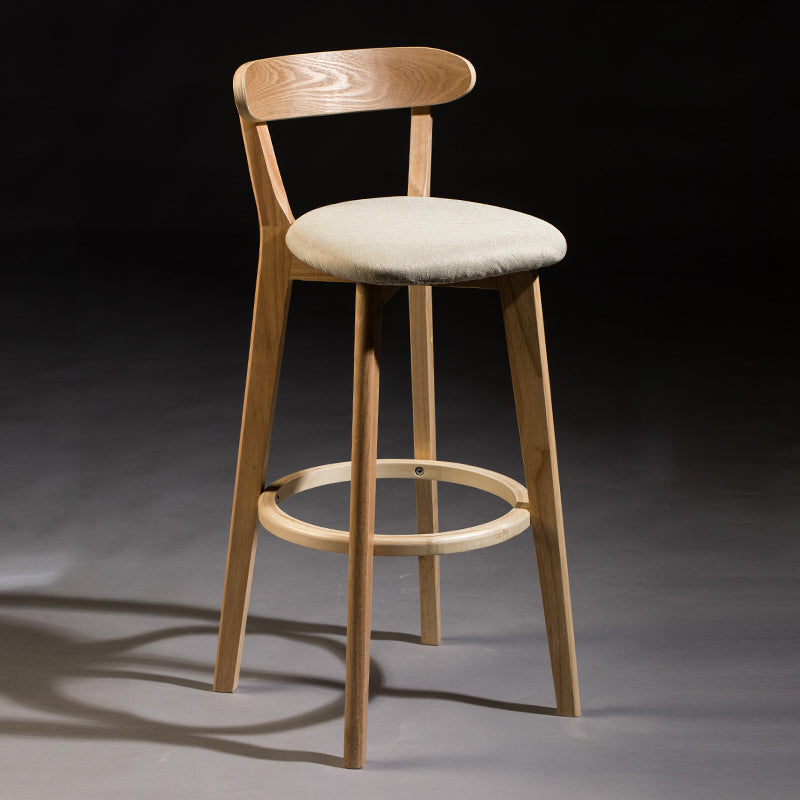 Modern Armless Backrest Counter Stool Wood Bar Stool with Cushion and Pedal