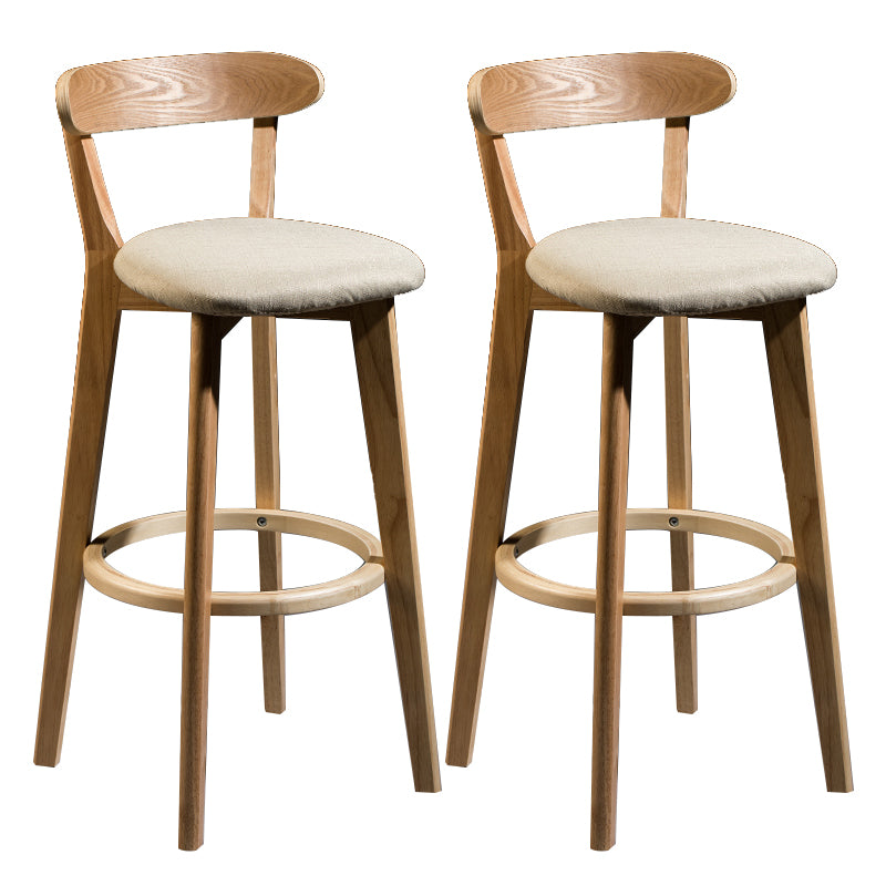 Modern Armless Backrest Counter Stool Wood Bar Stool with Cushion and Pedal