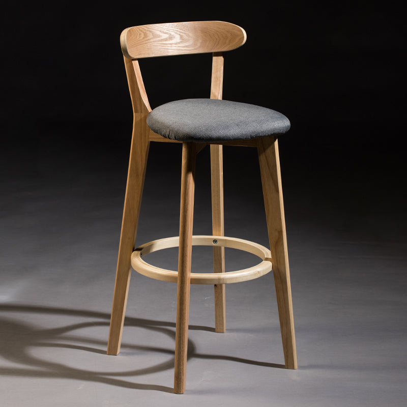 Modern Armless Backrest Counter Stool Wood Bar Stool with Cushion and Pedal