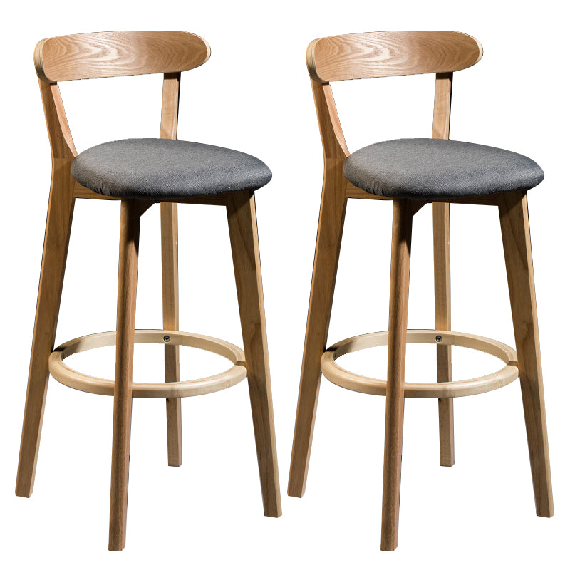 Modern Armless Backrest Counter Stool Wood Bar Stool with Cushion and Pedal