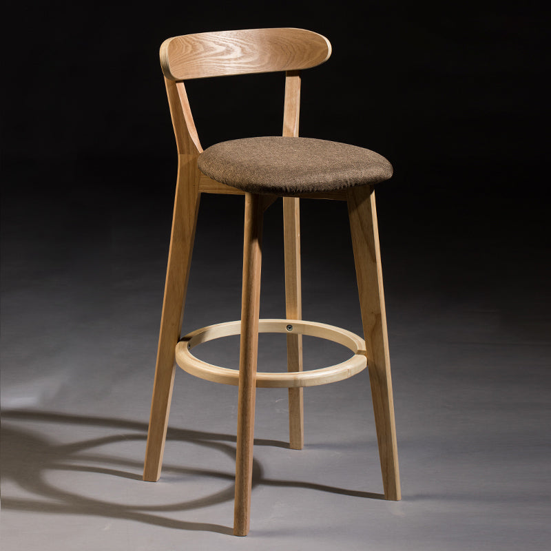 Modern Armless Backrest Counter Stool Wood Bar Stool with Cushion and Pedal