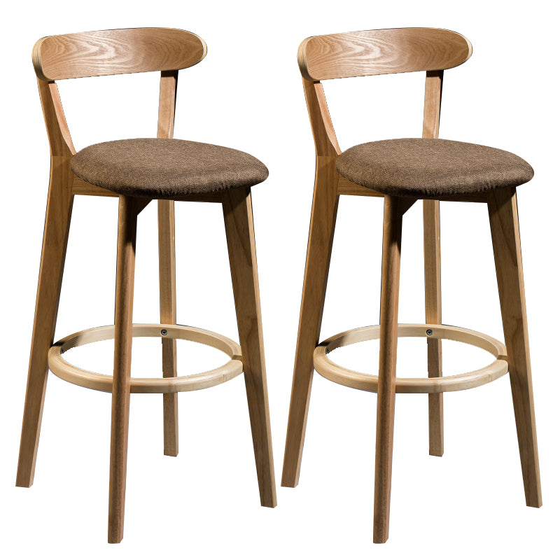 Modern Armless Backrest Counter Stool Wood Bar Stool with Cushion and Pedal
