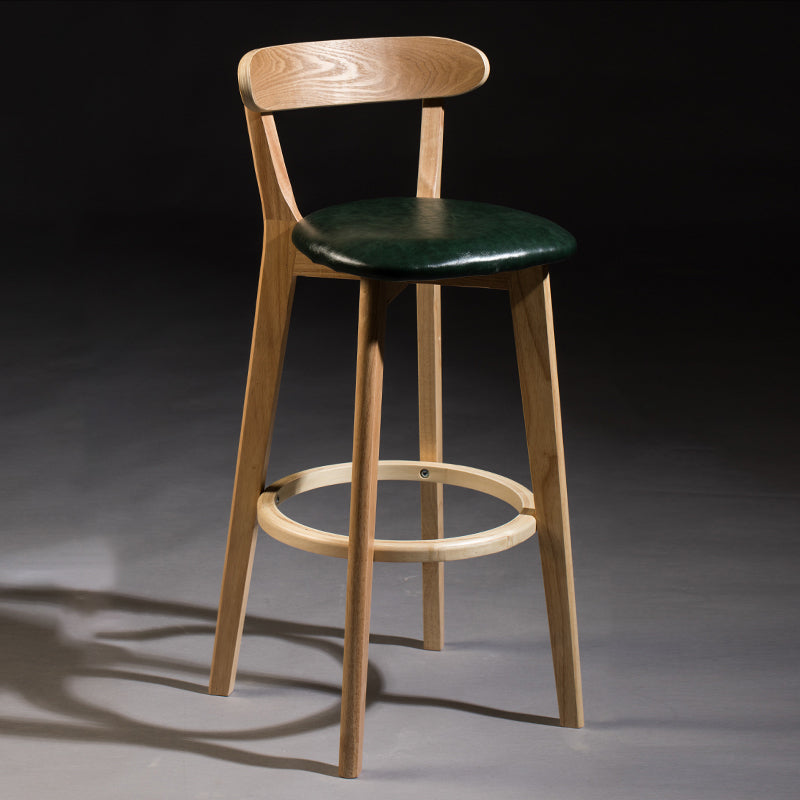 Modern Armless Backrest Counter Stool Wood Bar Stool with Cushion and Pedal