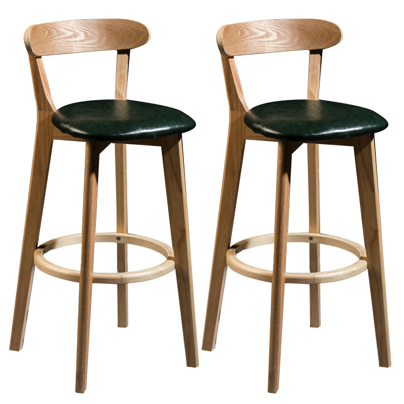Modern Armless Backrest Counter Stool Wood Bar Stool with Cushion and Pedal