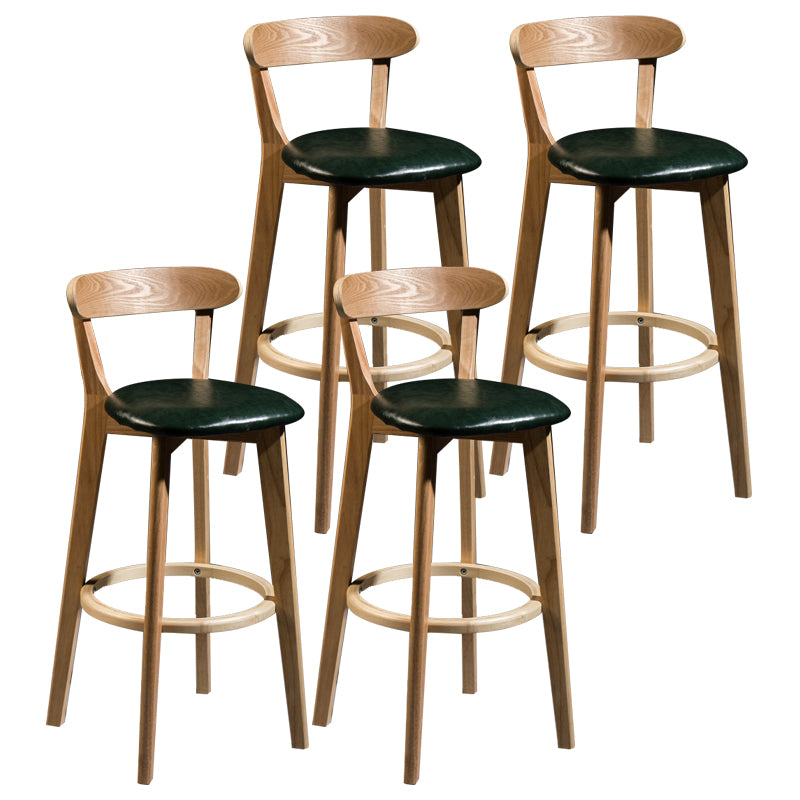 Modern Armless Backrest Counter Stool Wood Bar Stool with Cushion and Pedal