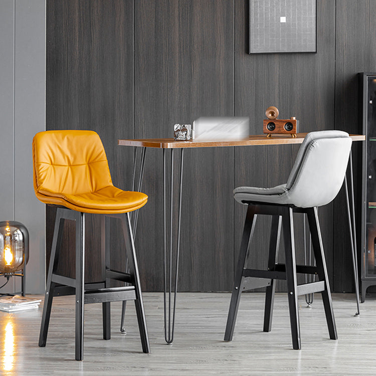 Modern Armless Backrest Counter Stool Wood Milk Tea Shop Bar Stool with Leather Cushion