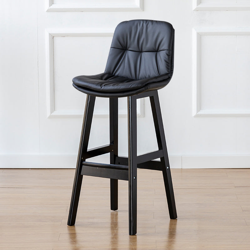 Modern Armless Backrest Counter Stool Wood Milk Tea Shop Bar Stool with Leather Cushion