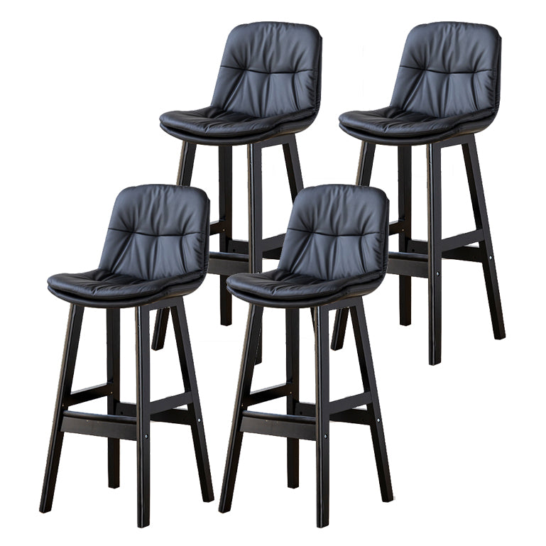 Modern Armless Backrest Counter Stool Wood Milk Tea Shop Bar Stool with Leather Cushion