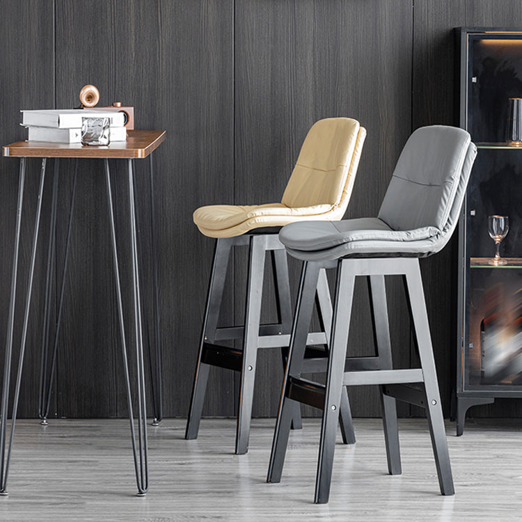 Modern Armless Backrest Counter Stool Wood Milk Tea Shop Bar Stool with Leather Cushion