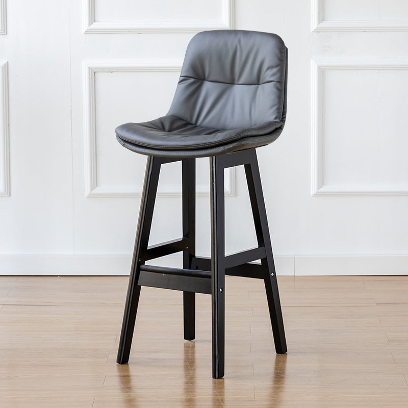 Modern Armless Backrest Counter Stool Wood Milk Tea Shop Bar Stool with Leather Cushion