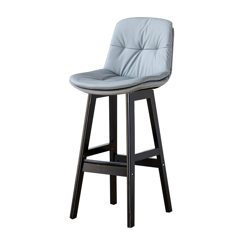 Modern Armless Backrest Counter Stool Wood Milk Tea Shop Bar Stool with Leather Cushion