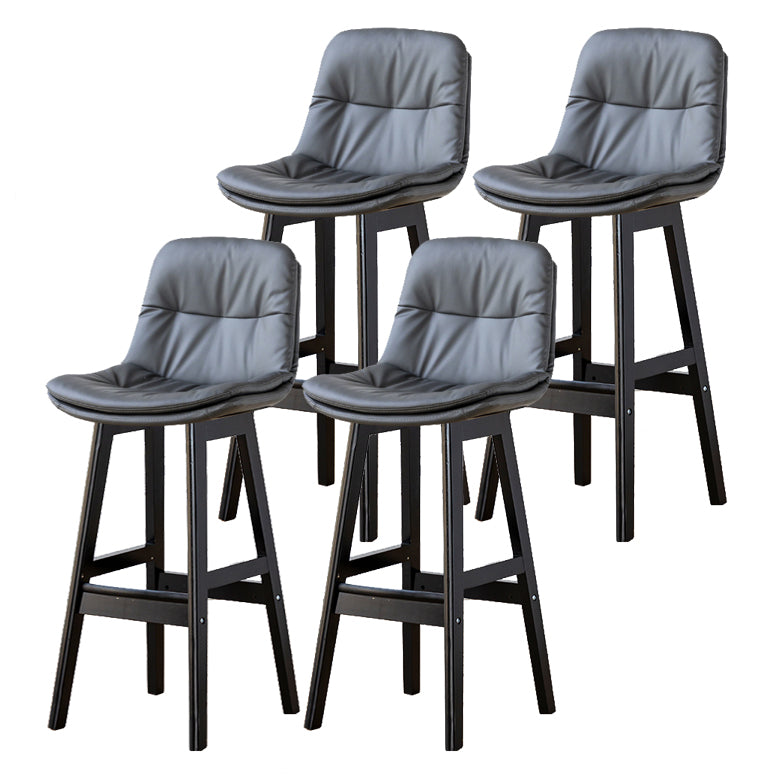 Modern Armless Backrest Counter Stool Wood Milk Tea Shop Bar Stool with Leather Cushion