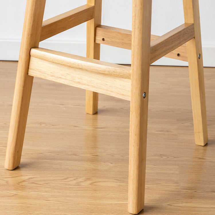 Modern Armless Backrest Counter Stool Wood Milk Tea Shop Bar Stool with Leather Cushion