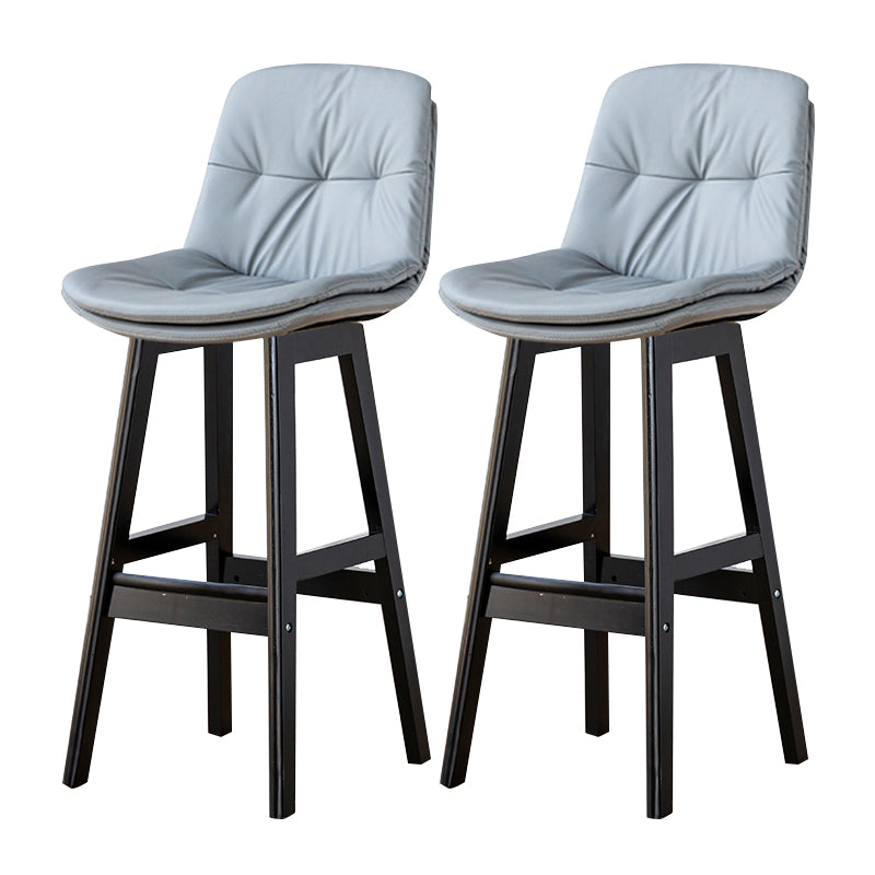 Modern Armless Backrest Counter Stool Wood Milk Tea Shop Bar Stool with Leather Cushion