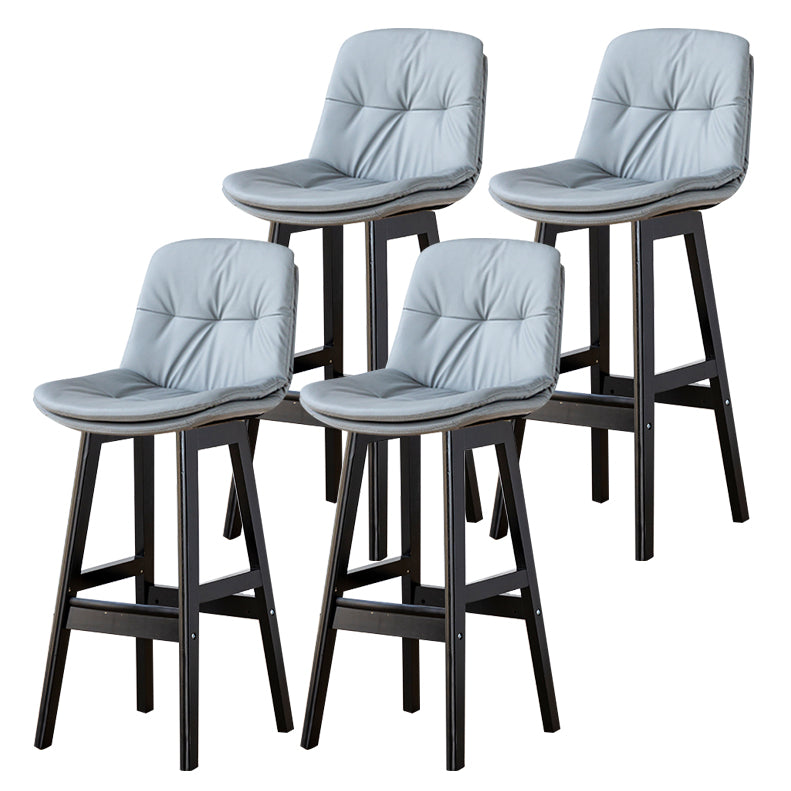 Modern Armless Backrest Counter Stool Wood Milk Tea Shop Bar Stool with Leather Cushion