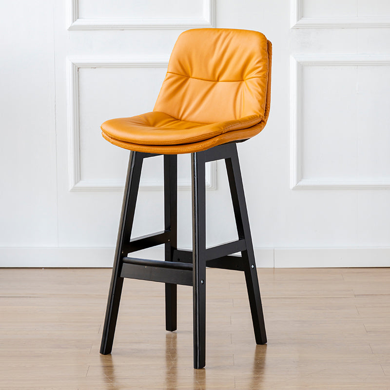 Modern Armless Backrest Counter Stool Wood Milk Tea Shop Bar Stool with Leather Cushion