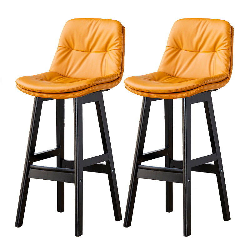 Modern Armless Backrest Counter Stool Wood Milk Tea Shop Bar Stool with Leather Cushion
