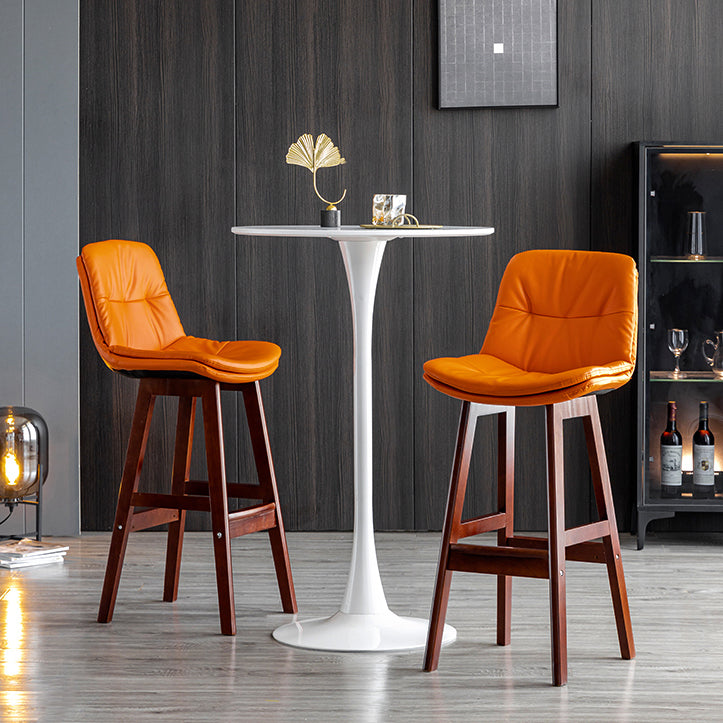 Modern Armless Backrest Counter Stool Wood Milk Tea Shop Bar Stool with Leather Cushion