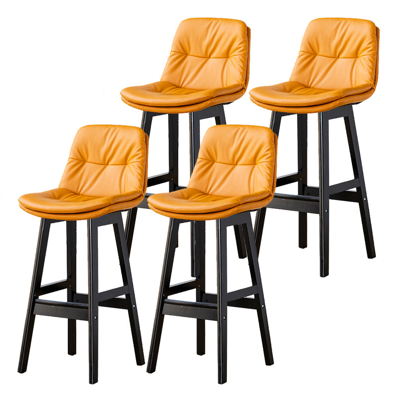 Modern Armless Backrest Counter Stool Wood Milk Tea Shop Bar Stool with Leather Cushion