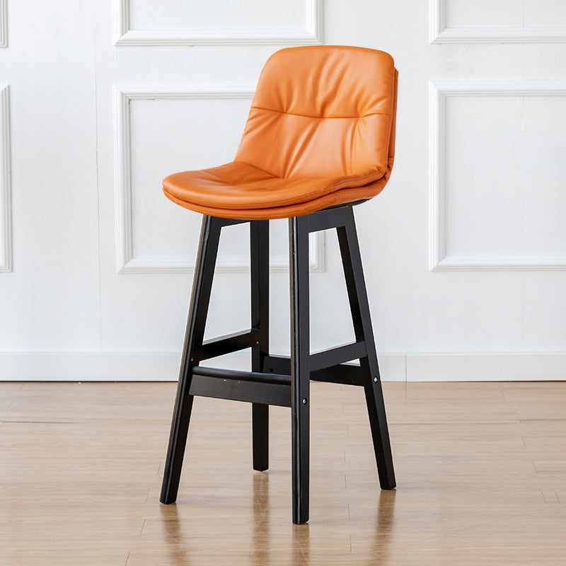 Modern Armless Backrest Counter Stool Wood Milk Tea Shop Bar Stool with Leather Cushion