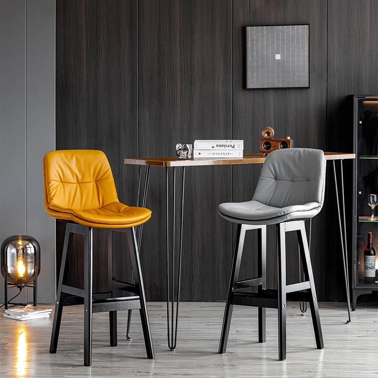 Modern Armless Backrest Counter Stool Wood Milk Tea Shop Bar Stool with Leather Cushion